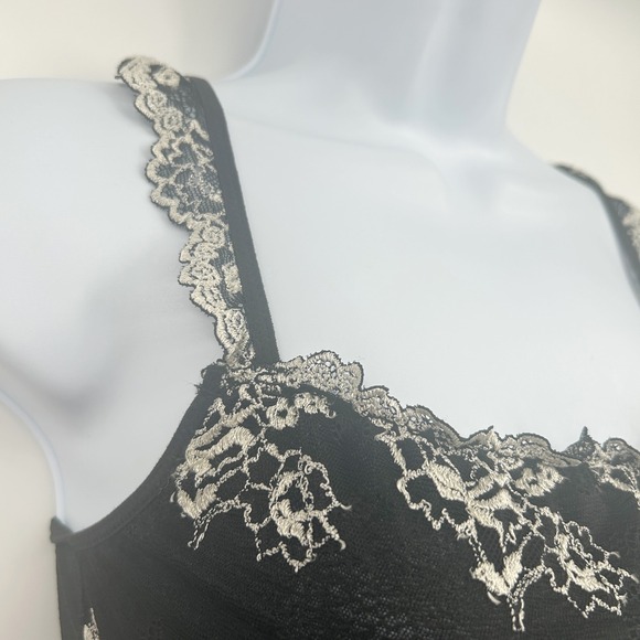 Gilligan O'Malley Womens Black Mesh Lace Trim Y2K Coquette Fairycore Cami Top M - Picture 4 of 7